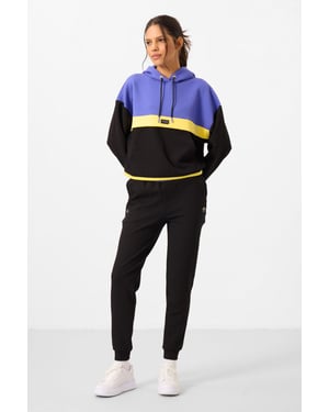 Farbblockiertes Kapuzen-Sweatshirt- und Hosen-Set
