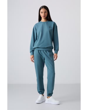 Übergroßes Sweatshirt- und elastisches Bund-Hosen-Set