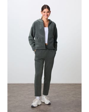 Oversized Kapuzenpullover mit Reißverschluss und Jogginganzug-Set
