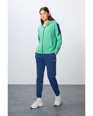 Übergroßes Kapuzenzip-Sweatshirt- und Hosen-Set