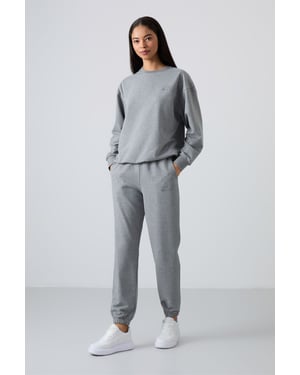 Oversized Sweatshirt und Hosen-Set mit elastischem Saum