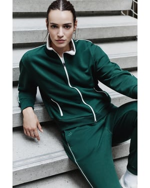 Oversized Sweatshirt und Hose mit Reißverschlusskragen Set