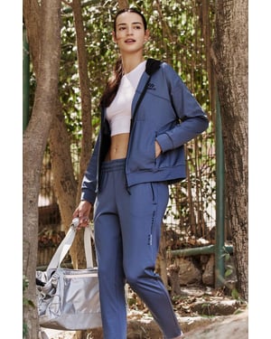 Damen Kapuzen-Zip Sweatshirt und Hose Set