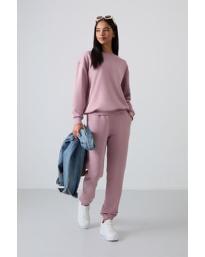 Oversized Sweatshirt und Hose mit elastischem Saum Set