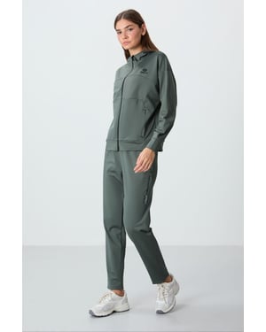 Damen Kapuzen-Zip-Pullover- und Hosen-Set