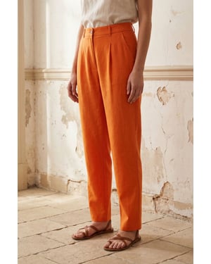 Hochtaillierte gerade Crepe-Hosen