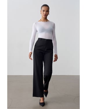 Damen Hochbundige Gerade Schnitt Krepp-Hosen