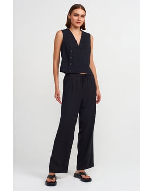Damen Tencel-Hosen mit weitem Bein und Kordelzugbund