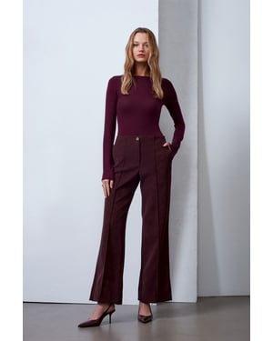 Damen High-Waist Weitbeinige Kunstlederhosen