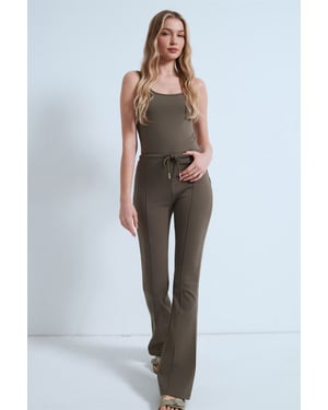 Hüfthohe Schlagjerseyhose mit Kordelzug