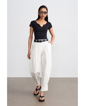 Damen High-Waist Weite Poplin-Hosen
