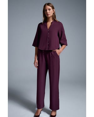 Damen weit geschnittene Crepe-Hosen