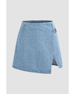 Hiccup Denim-Shortsrock mit hoher Taille - Himmelblau