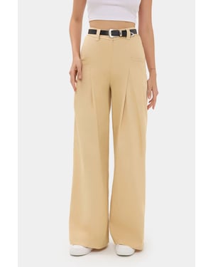 Faltige Weite-Hosen mit Hohem Bund