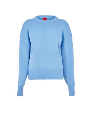 Hugo - Pullover Top für Damen, Überschnittene Schulter, leger (Pastellblau)