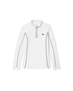 Lacoste - Sweatshirt für Damen, mit kurzem Reißverschluss, Tennis (Weiß/Grün)