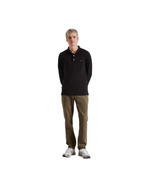 Farah - Poloshirt für Herren, Baumwollmischung, Langärmlig (Schwarz)