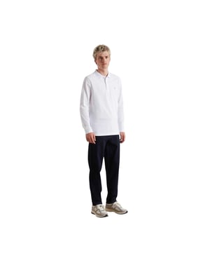Farah - Poloshirt für Herren, Baumwollmischung, Langärmlig (Weiß)