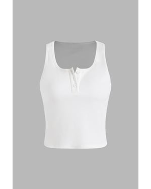 Basic-Button-Detailiert Cropped Top