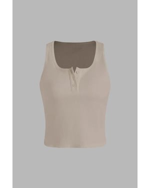 Basic-Button-Detailiert Cropped Top
