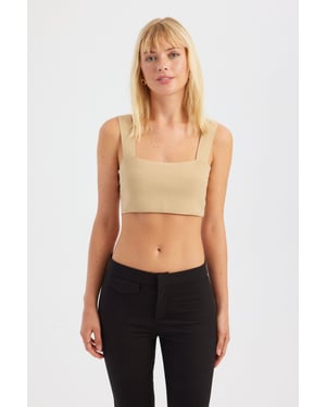 Karo-Ausschnitt Crop-Top