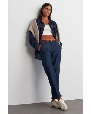 Damen High-Waist Straight-Leg Jeans