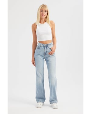 Hochtaillierte Gerade Jeans
