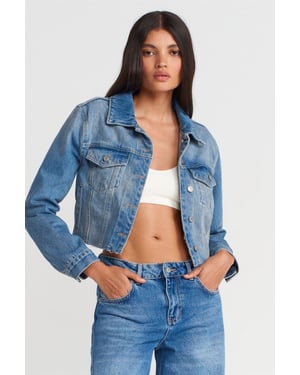 Damen verkürzte Jeansjacke