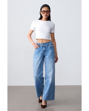 Hochtaillierte Weite Jeans aus Baumwolle