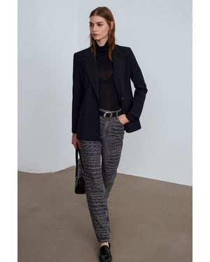 Hoch geschnittene gerade Jeans mit Struktur