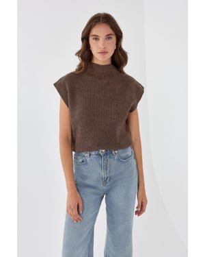 Halb-Stehkragen Strickpullover