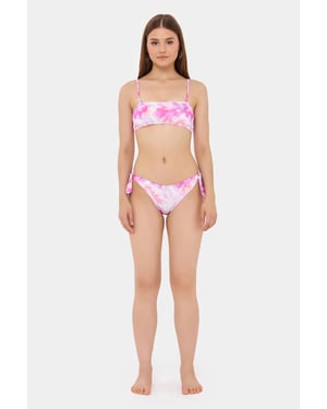 Bandeau-Bikini-Set mit Krawatten an der Seite im Batikdesign