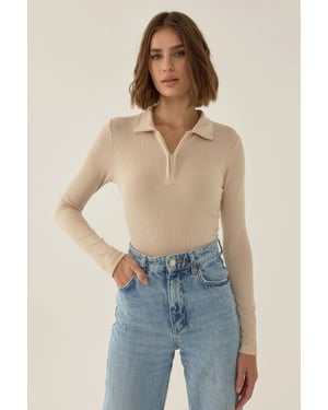 Polo-Hals Reißverschluss Body