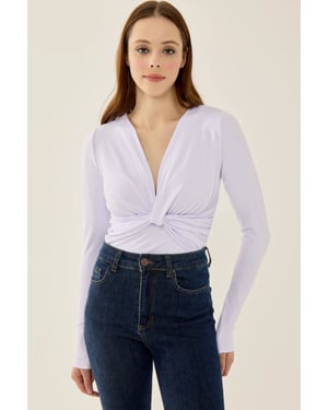 V-Ausschnitt Langarm Slim Fit Bodysuit