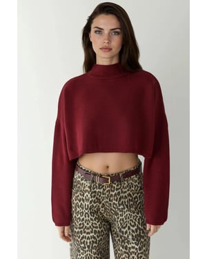 Hochgeschlossener Crop-Pullover