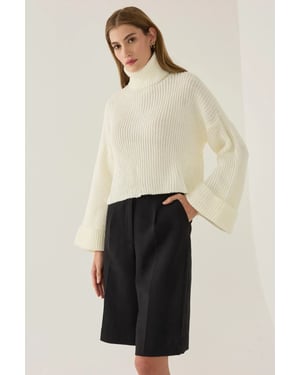 Oversized Hoher Kragen Pullover