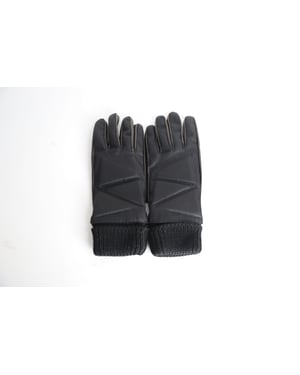 Bottega Veneta Zig Zag Zweifarbige Handschuhe aus schwarzem Nylon und Leder