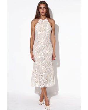Hiccup Halterneck-Midikleid aus Spitze - Elfenbein