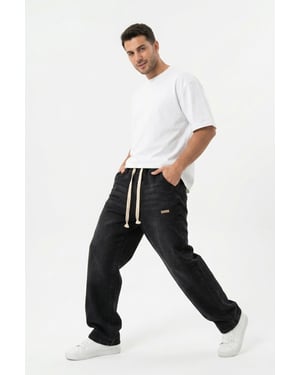 Elastische Denim-Hose mit Gummizug
