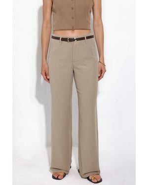 Gürtellose Leinenlook Gerade Hose