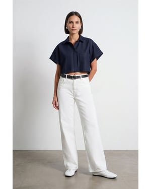 Hoch Taillenweite Bein Baumwoll-Denim-Jeans
