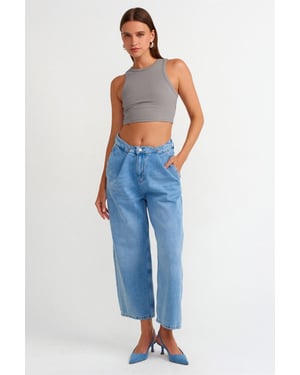 Hochtaillierte Ballon-Capri-Jeans