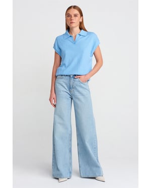 Hoch Taillenweite Bein Baumwoll-Denim-Jeans