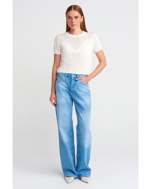 Hochtaillierte weite Baumwoll-Denim-Jeans
