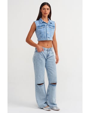 Damen Hochbundige Schlagjeans