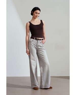 Hoch Taillenweite Bein Baumwoll-Denim-Jeans