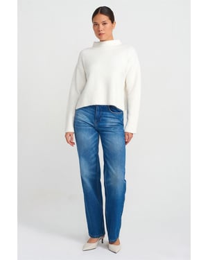 Hochgeschnittene Gerade Baumwolljeans