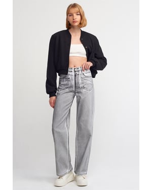 HochTaillierte Gerade Jeans