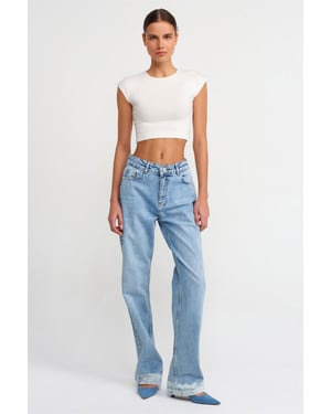 Hochtaillierte gerade Baumwoll-Denim-Jeans