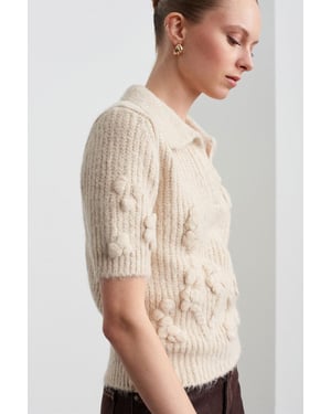 Strukturierter Rippkragenpullover